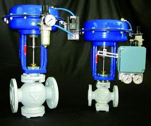 plug valve / pneumatically-operated / control / cast iron