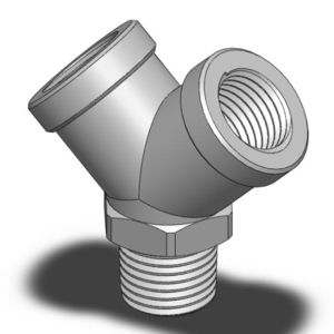 pneumatic fitting / threaded / Y / nickel-plated brass