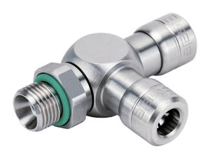 T fitting / pneumatic / push-in / stainless steel