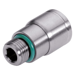screw-in fitting / straight / pneumatic / stainless steel