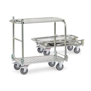 transport cart / aluminum / 2 levels / with swivel casters