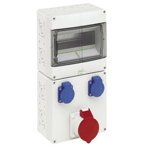 power distribution electrical enclosure / wall-mounted / polycarbonate / with electrical socket
