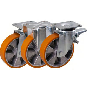 swivel caster / base plate / ball bearing / elastic