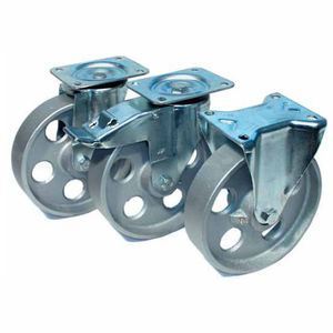 fixed caster / base plate / steel / cast iron