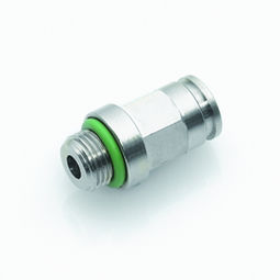 push-in fitting / straight / pneumatic / stainless steel