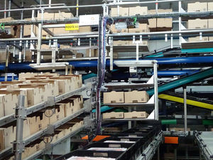 overhead conveyor unloading system