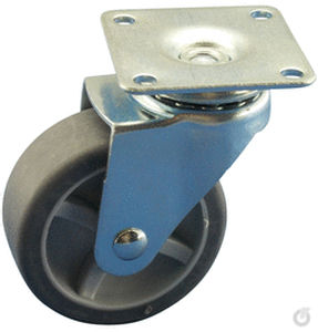 swivel caster / base plate / non-marking / steel