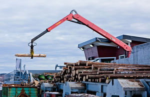 swing-arm log loader