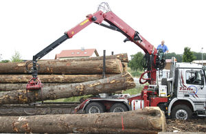 swing-arm log loader
