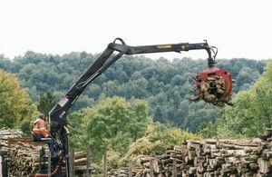 swing-arm log loader