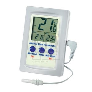 thermistor thermometer / with LCD display / fixed / with high/low alarm