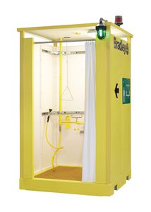 shower cubicle with eyewash and face wash station