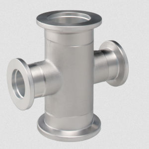 flange fitting / cross / for vacuum / aluminum