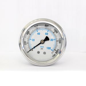 analog pressure gauge / liquid-filled Bourdon tube / process / for gas