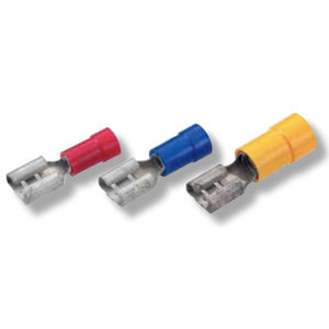 female solderless terminal / flat / insulated / brass