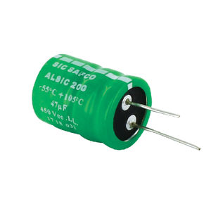 electrolytic capacitor / radial lead / DC / filter