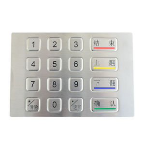 16-key keypad / panel-mount / stainless steel / waterproof
