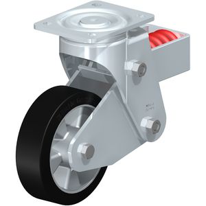 swivel caster / base plate / spring-loaded / shock absorbing