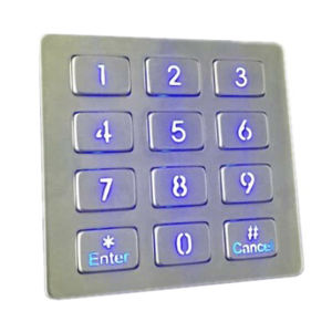 12-key keypad / panel-mount / stainless steel / vandal-proof