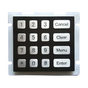 16-key keypad / panel-mount / stainless steel / weatherproof