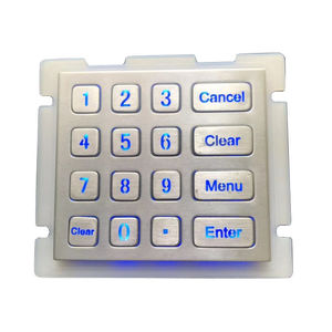 16-key keypad / panel-mount / stainless steel / for harsh environments