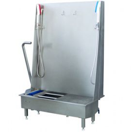 water washing unit / brush / hygienic / stainless steel