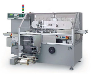 automatic packaging machine / film / continuous-motion / for the cosmetics industry