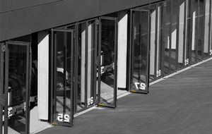 folding doors / steel / industrial / exterior