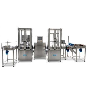 filling and packaging line with wrapping system