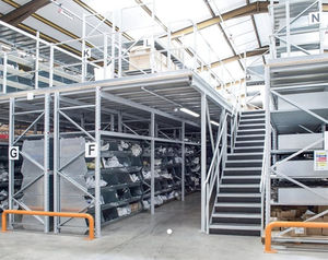industrial mezzanine with racking system