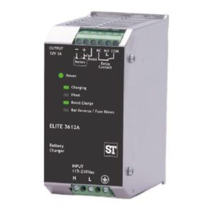 DIN rail-mounted battery charger