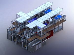 Palletizing and packaging line