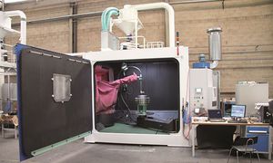 rotating table shot blasting machine / for aeronautical applications / robotic