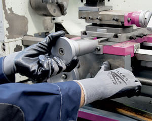 laboratory gloves / chemical protection / polyester / nitrile