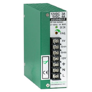DIN rail power supply / AC/DC / dual-output / compact
