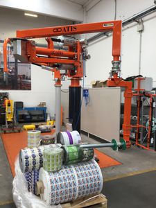 pneumatic manipulator arm / servo-driven / with gripping tool / fork
