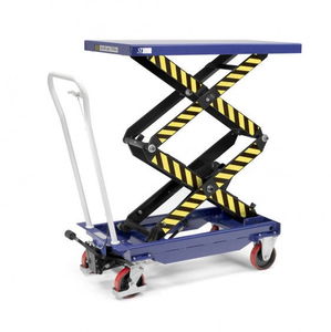double-scissor lift table / hydraulic / manual / foot-operated