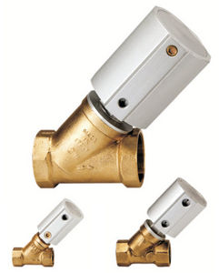 globe valve / pneumatically-operated / shut-off / brass