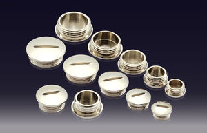 round plug / threaded / nickel-plated brass / protection