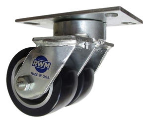 swivel caster / base plate / double / steel