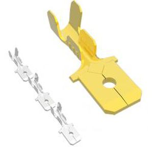 quick-disconnect solderless terminal / male / flat / non-insulated