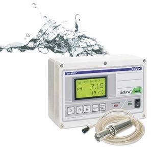 fixed pH meter / in-line / with LCD display