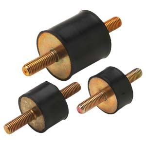 cylindrical anti-vibration mount / rubber / steel / threaded