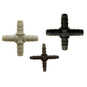 barbed fitting / cross / pneumatic / polypropylene