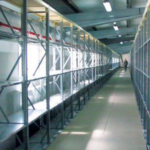 storage warehouse shelving / light-duty / with shelves / metal