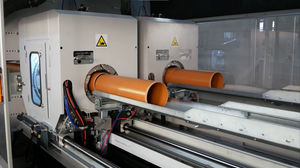 pipe extrusion line filler and cutting unit