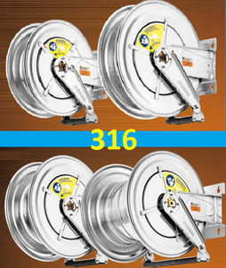 hose reel / self-retracting / stainless steel