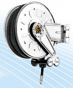 hose reel / self-retracting / swiveling / stainless steel