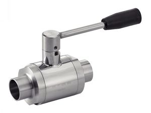 ball valve / lever / for liquid food products and beverages / stainless steel