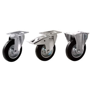 swivel caster / base plate / steel / rubber